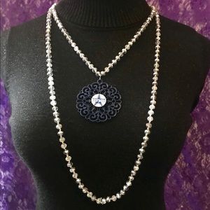 Dallas Cowboys 60” Silver Crystal Star/B Necklace